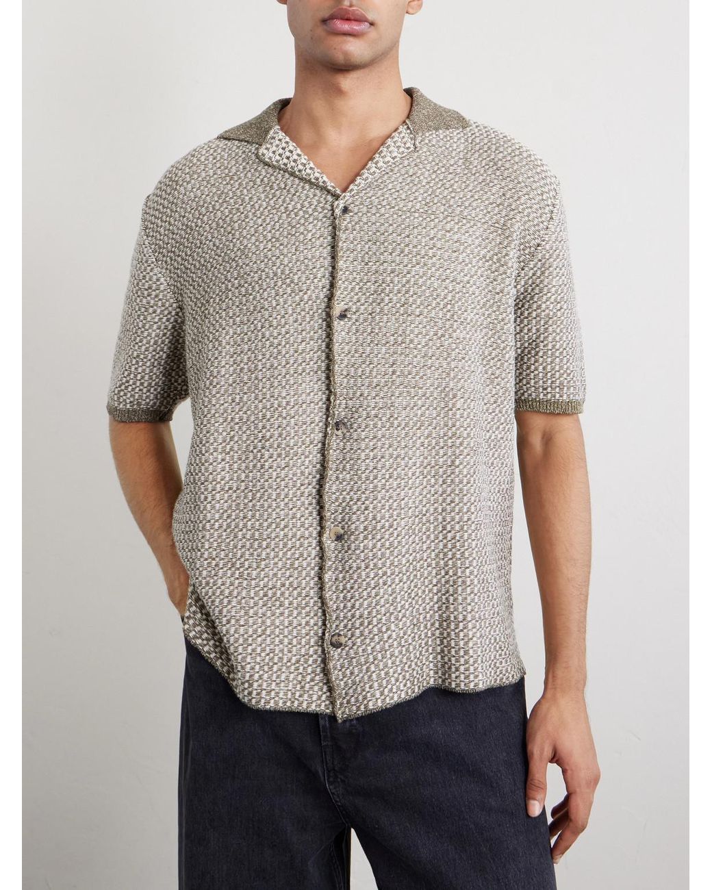 Inis Meáin Gray Tonnta Camp-collar Linen for men