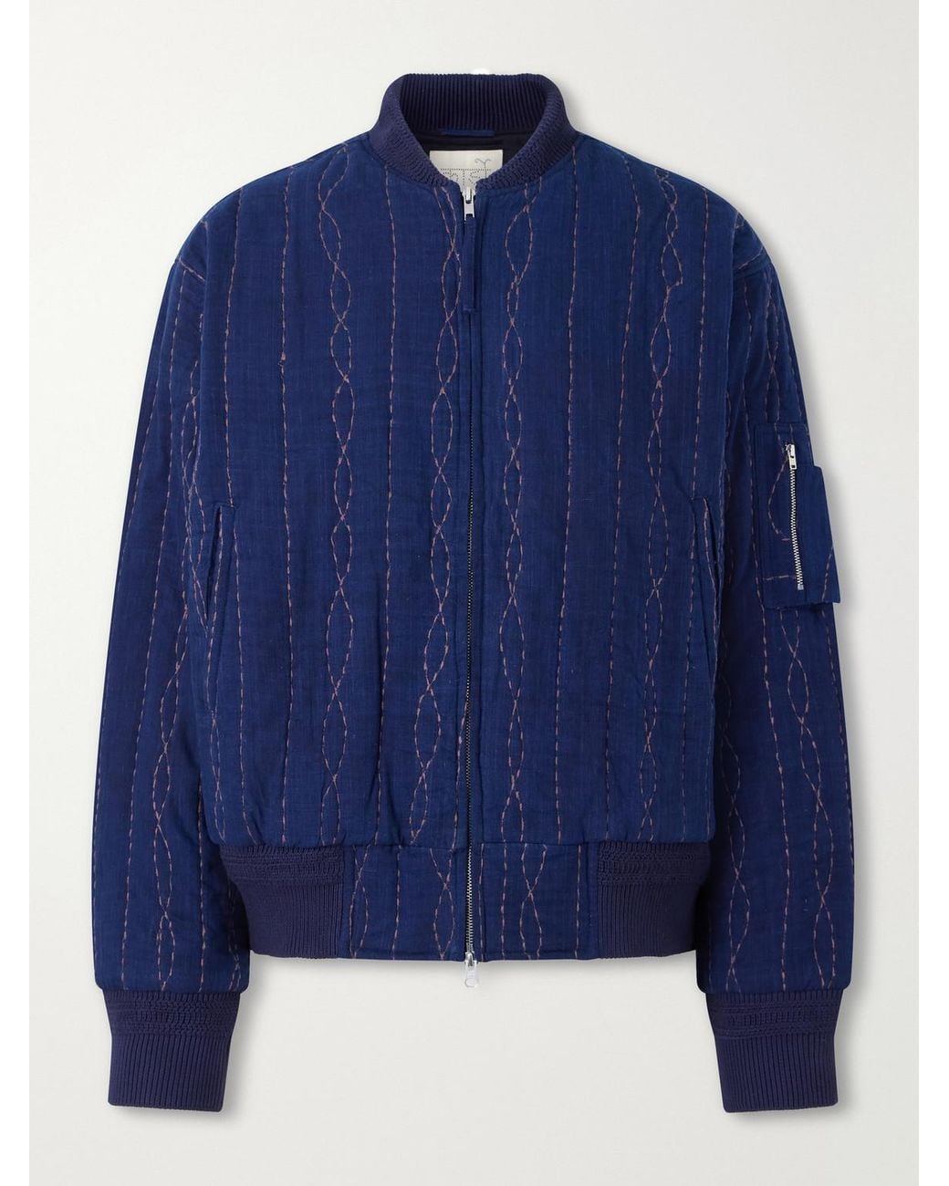 Kardo Blue Max Embroidered Cotton Bomber Jacket for men