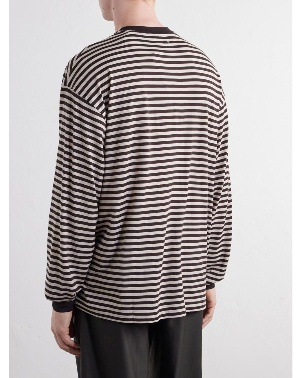 Kaptain Sunshine Brown Striped Wool-Jersey T-Shirt for men