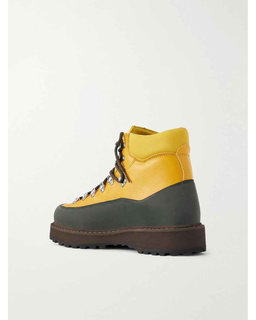 Diemme Yellow Roccia Vet Logo-Embossed Rubber-Trimmed Full-Grain Leather Hiking Boots for men