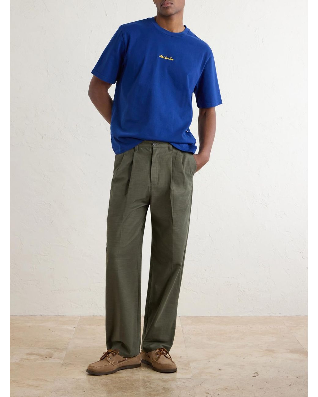 Aimé Leon Dore Blue Logo-Embroidered Cotton-Jersey T-Shirt for men