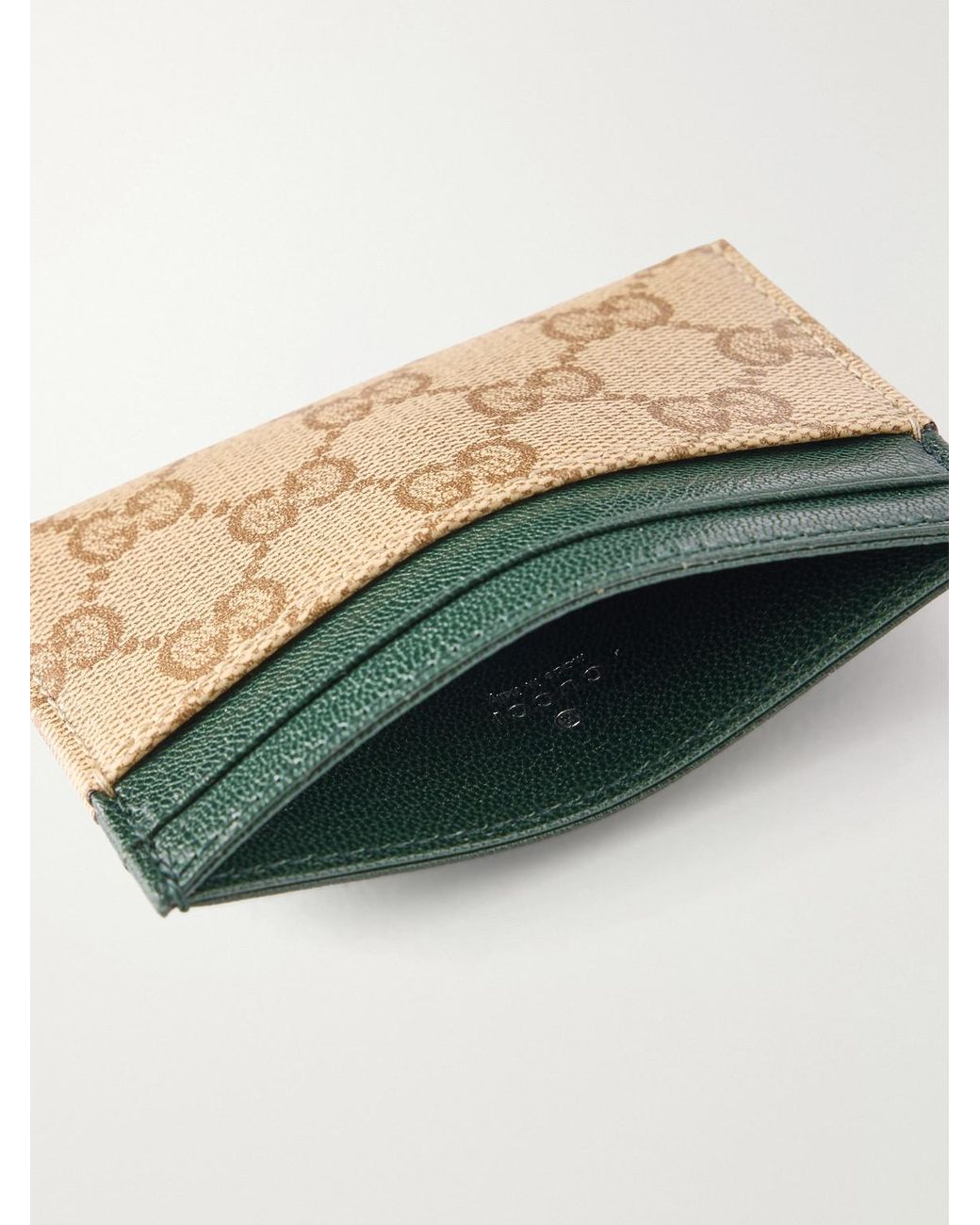 Gucci Natural Essence Classic Leather-Trimmed Coated-Canvas Cardholder for men