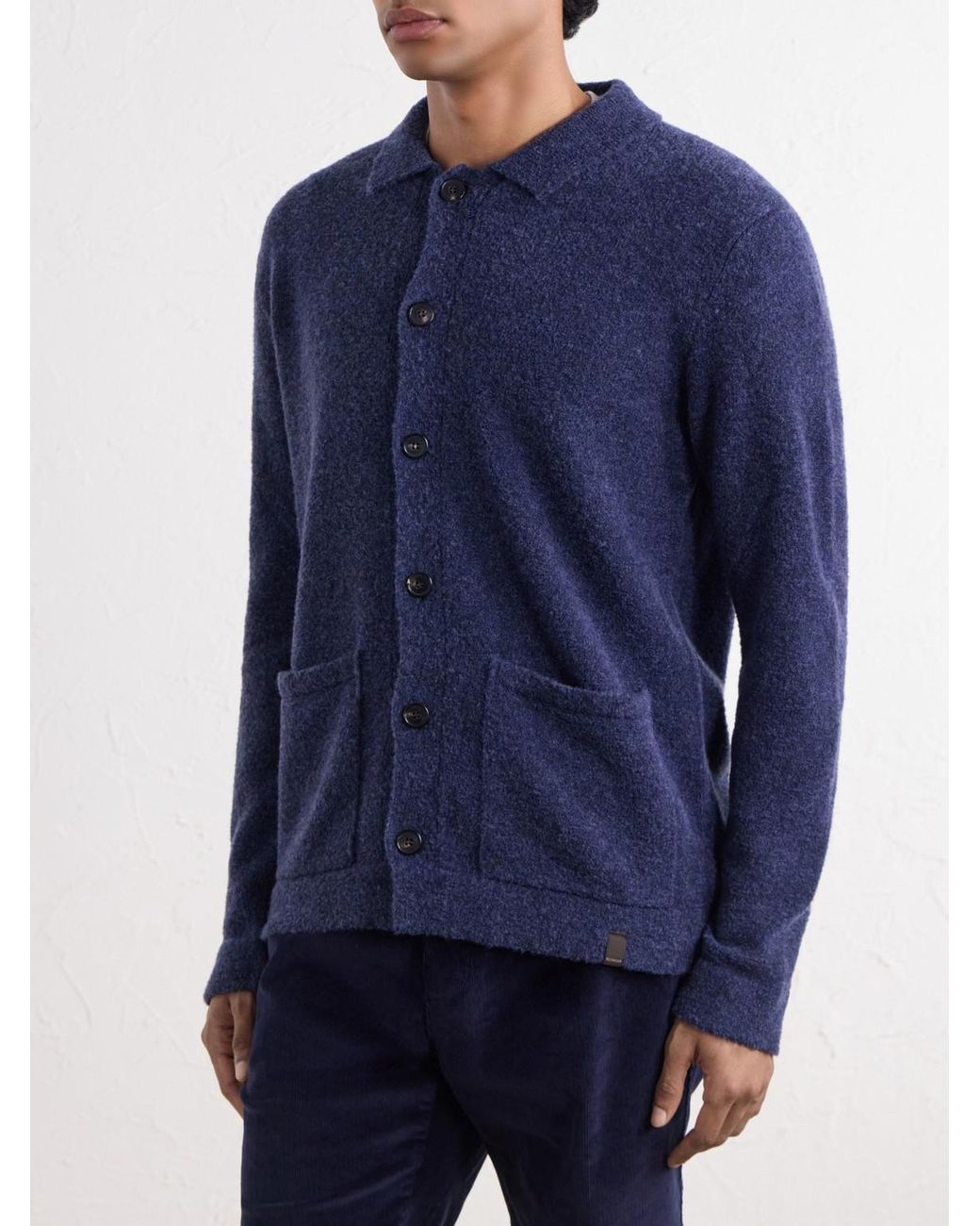 Slowear Blue Zanone Bouclé Wool-blend Cardigan for men
