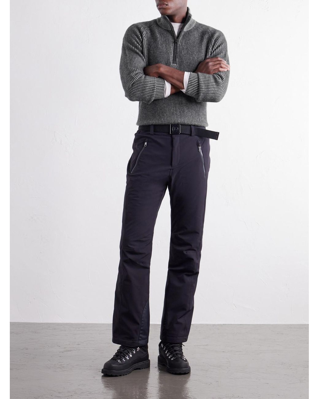 Bogner Gray Dwayne Ribbed Wool And Cashmere-Blend Half-Zip Ski Mid-Layer for men