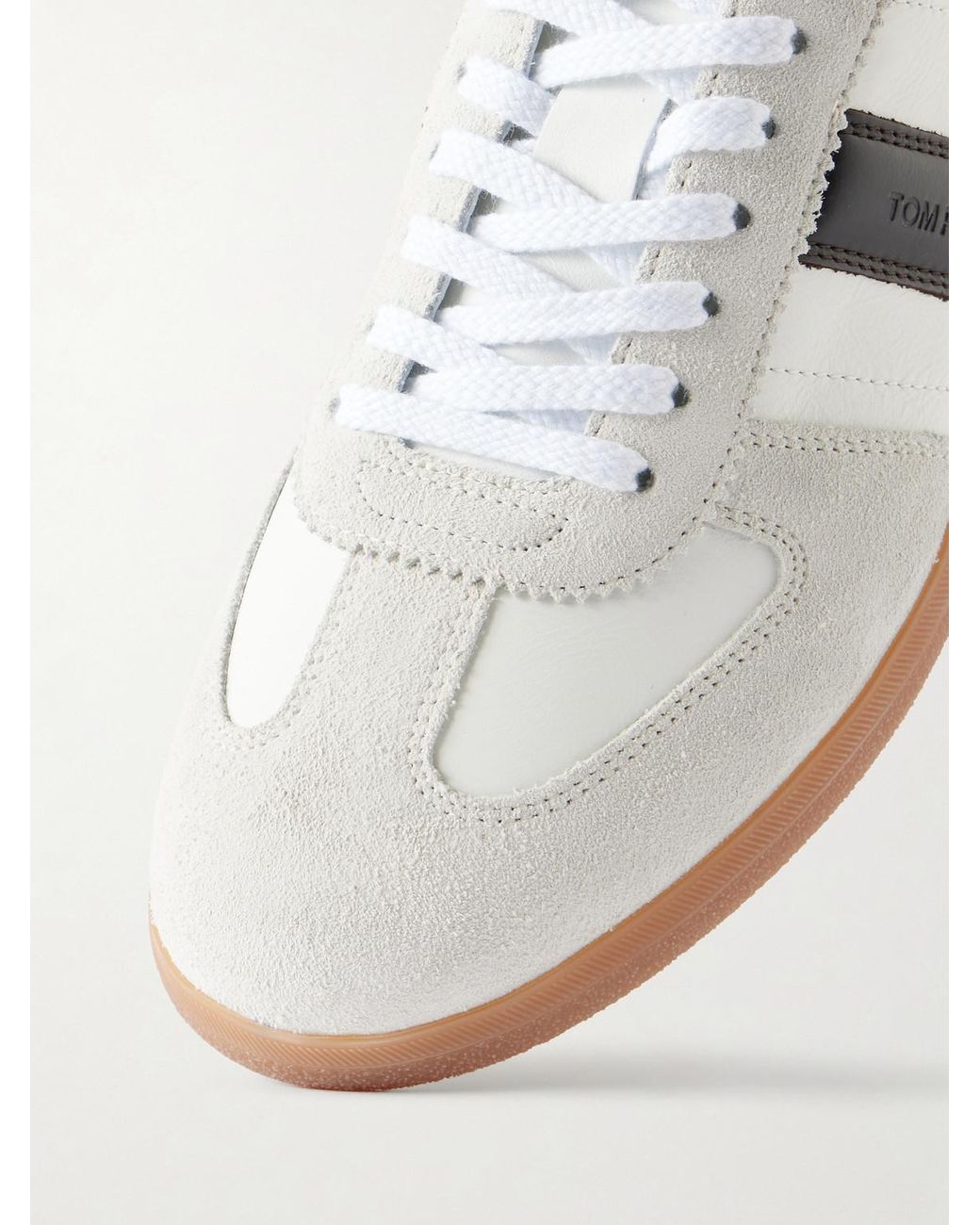 Tom Ford White Archer Suede And Leather Sneakers for men