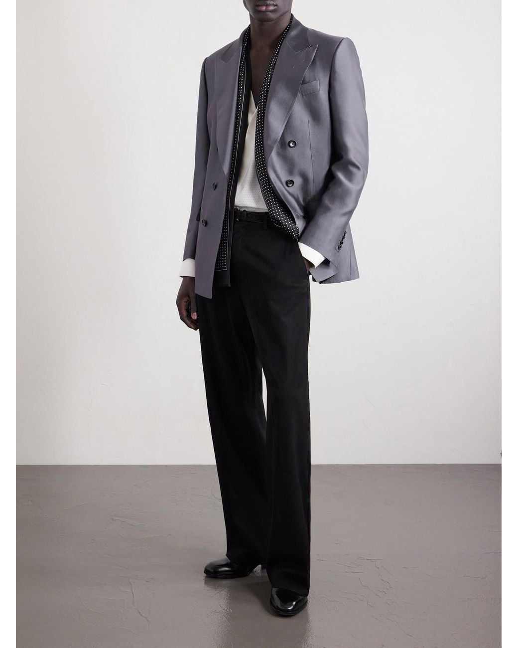 Tom Ford Blue Double-breasted Silk Blazer for men