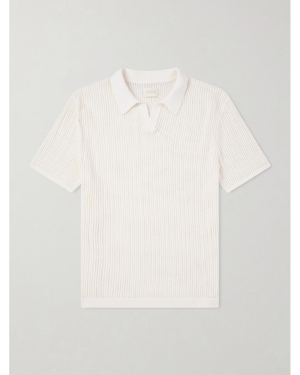 Aimé Leon Dore White Open-Collar Open-Knit Cotton Polo Shirt for men