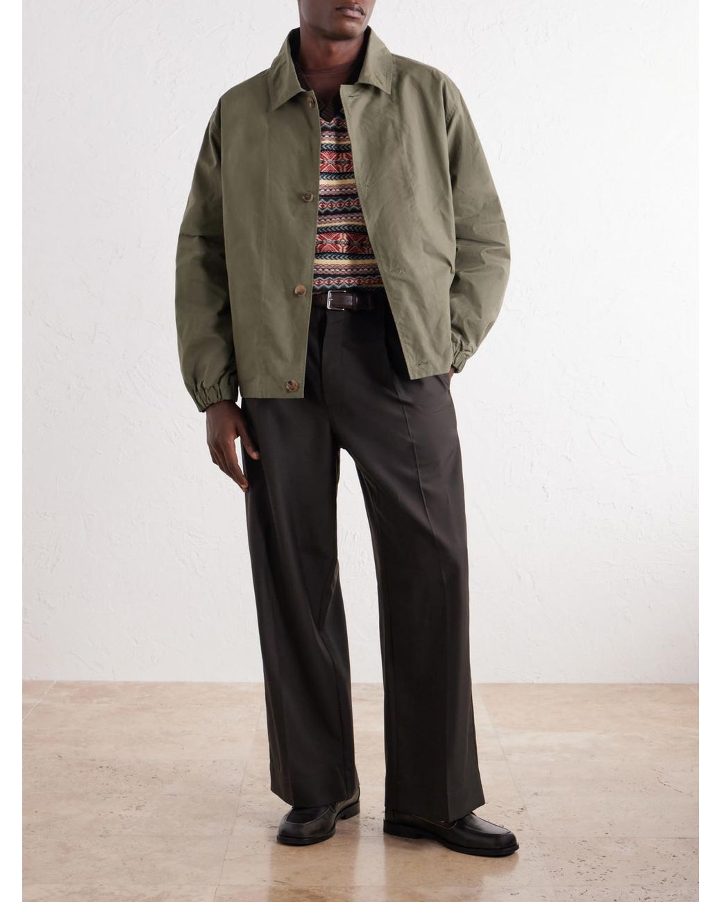 Ghiaia Green Waxed Cotton-Canvas Jacket for men