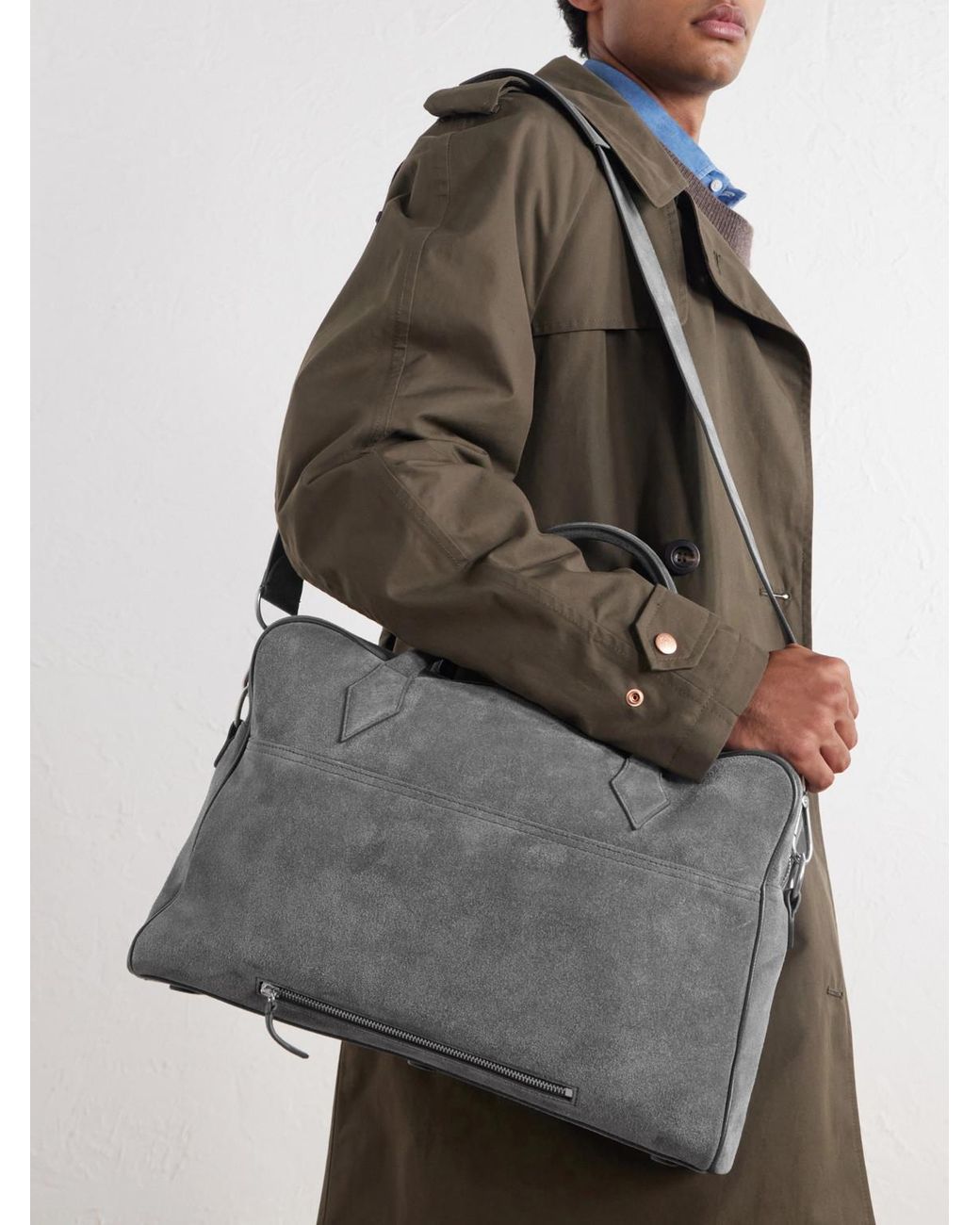 Metier Gray Closer Suede Briefcase for men
