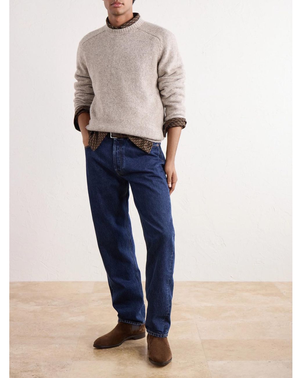 Thom Sweeney Natural Wool-Blend Sweater for men