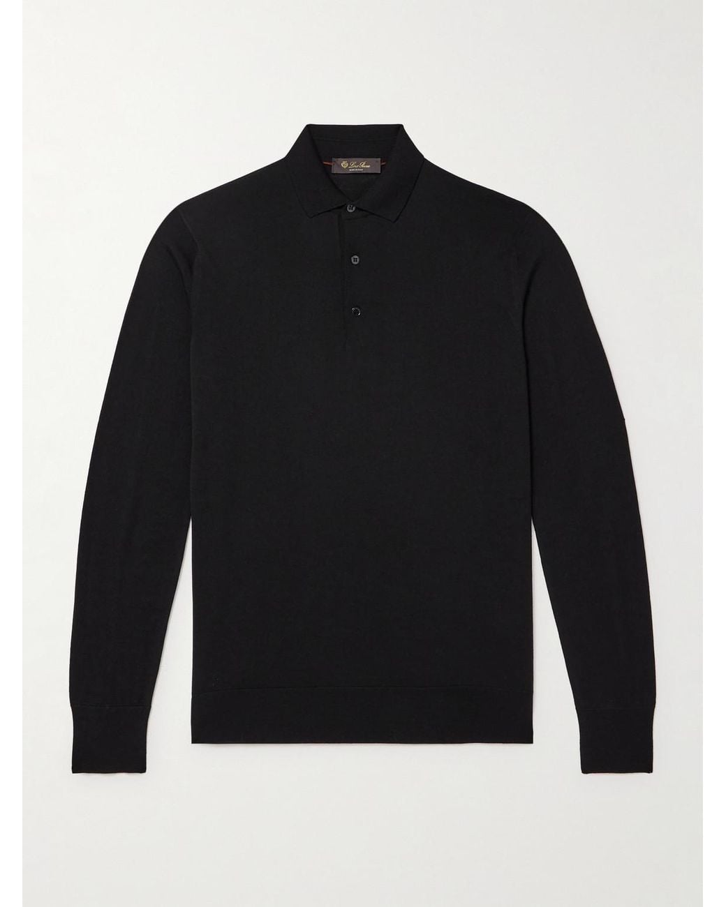 Loro Piana Black Wish Virgin Wool Polo Shirt for men