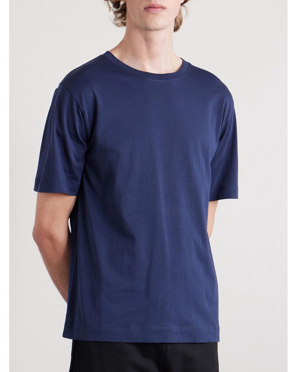 Dries Van Noten Blue Cotton-Jersey T-Shirt for men