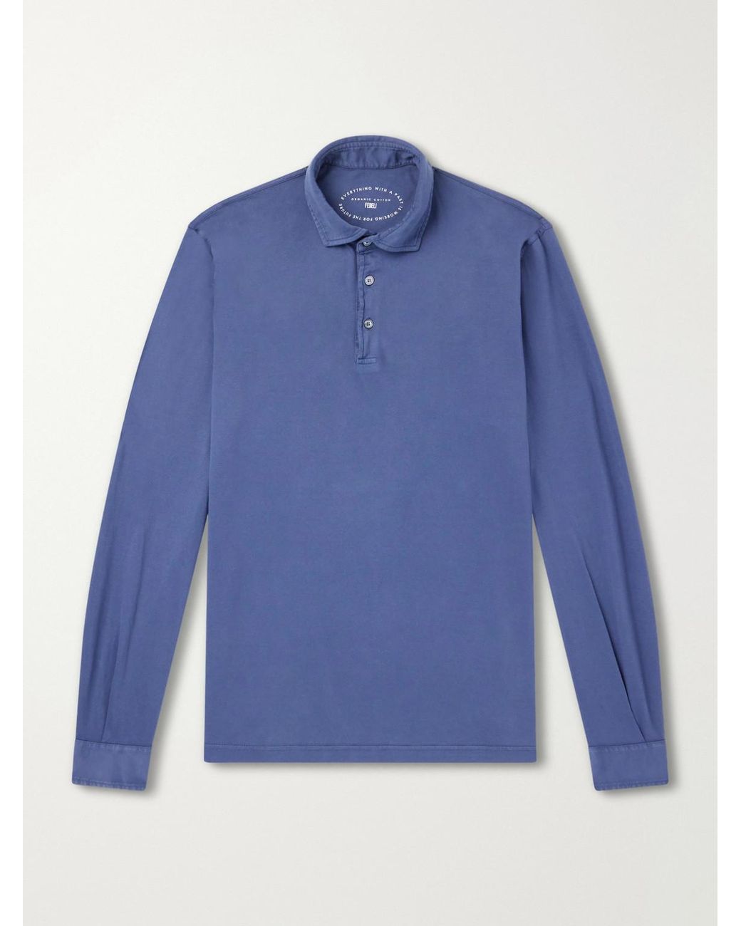 Fedeli Blue Cotton-Jersey Polo Shirt for men