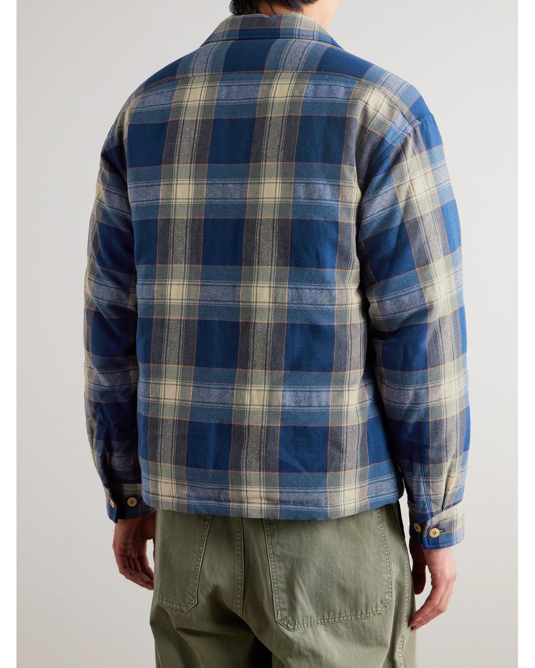 Visvim Blue Keesey Checked Wool And Linen-blend Flannel Down Jacket for men