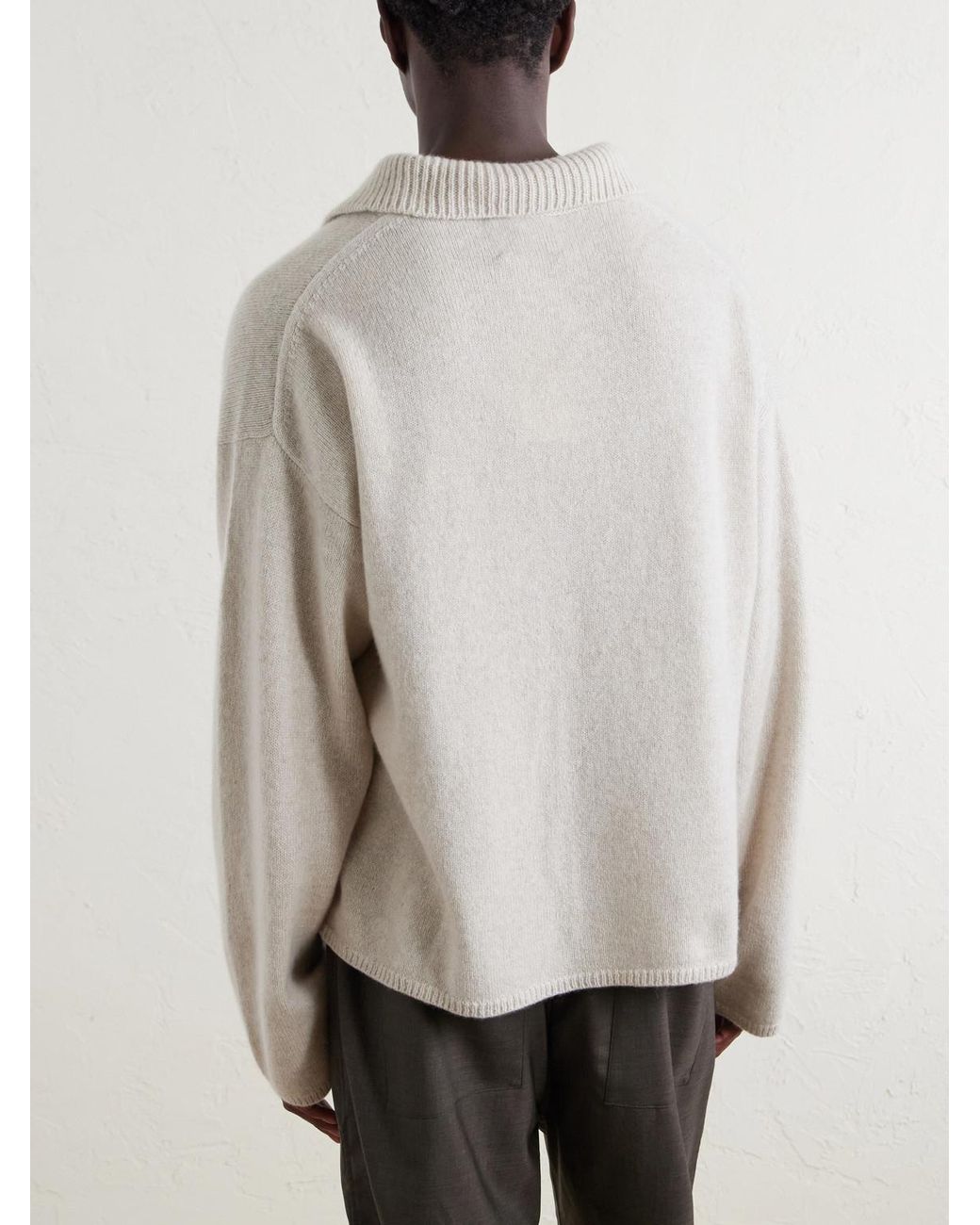 The Elder Statesman White Dume Rugby Cashmere Polo Sweater for men