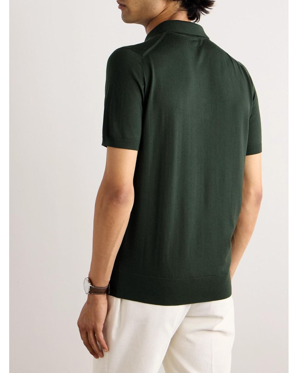 Loro Piana Green Wish Wool Polo Shirt for men