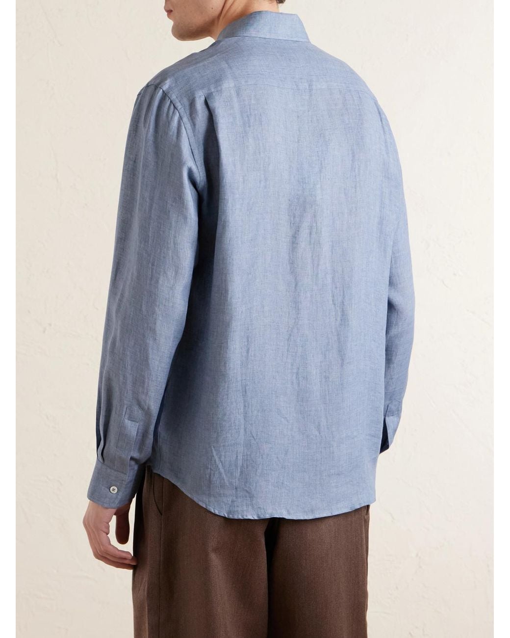 De Bonne Facture Blue Chambray Linen Shirt for men