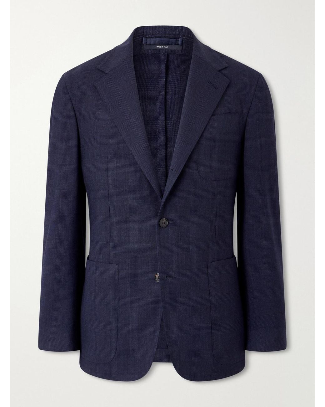 Dunhill Blue Prince Of Wales Checked Wool And Mohair-Blend Blazer for men