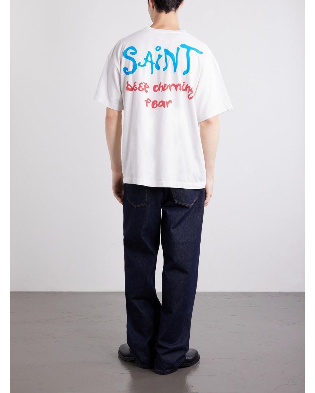 SAINT Mxxxxxx White Logo-Print Cotton-Jersey T-Shirt for men