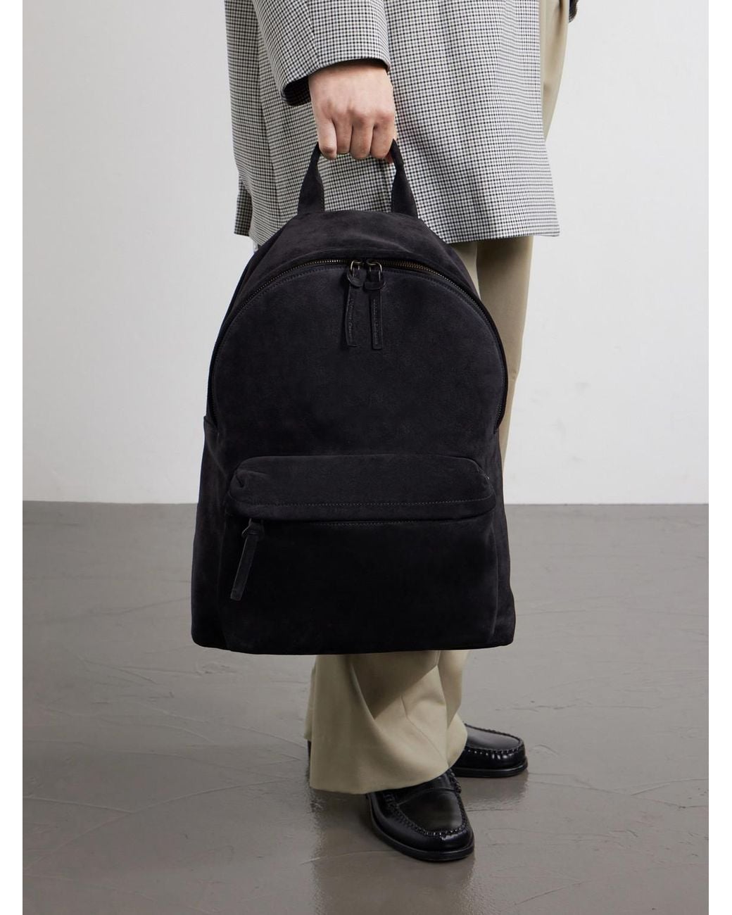 Officine Creative Black Oc 001 Suede Backpack for men