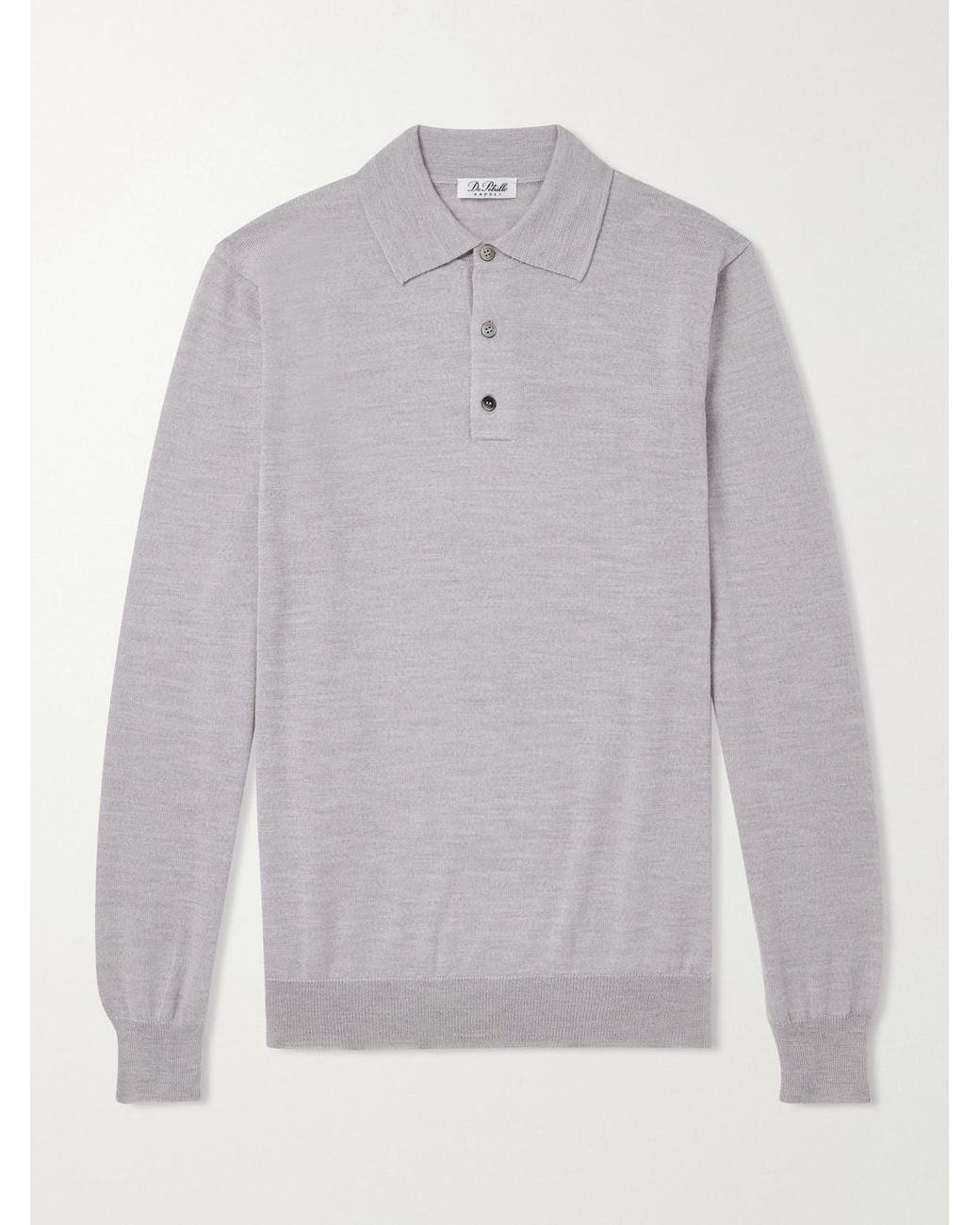 De Petrillo Gray Virgin Wool Polo Shirt for men