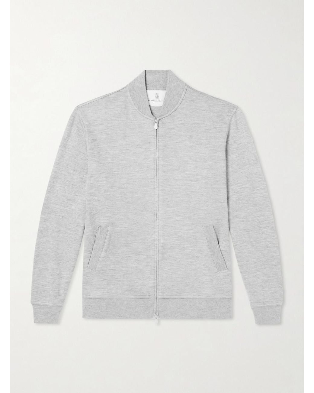 Brunello Cucinelli White Cashmere-blend Zip-up Sweatshirt for men