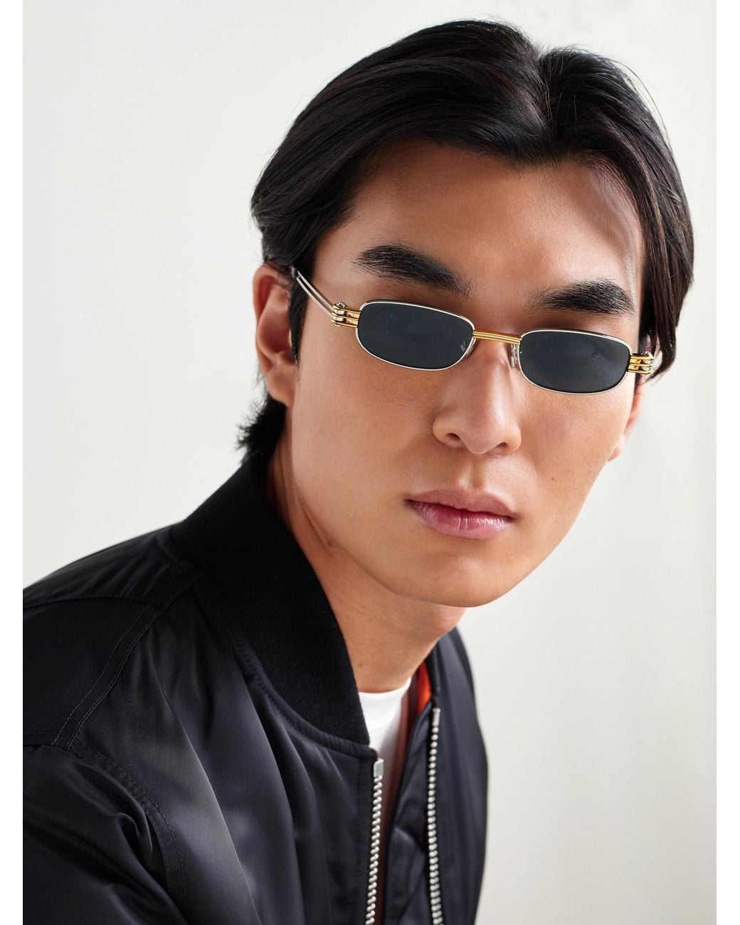 Bottega Veneta Blue Square-Frame Two-Tone Metal Sunglasses for men