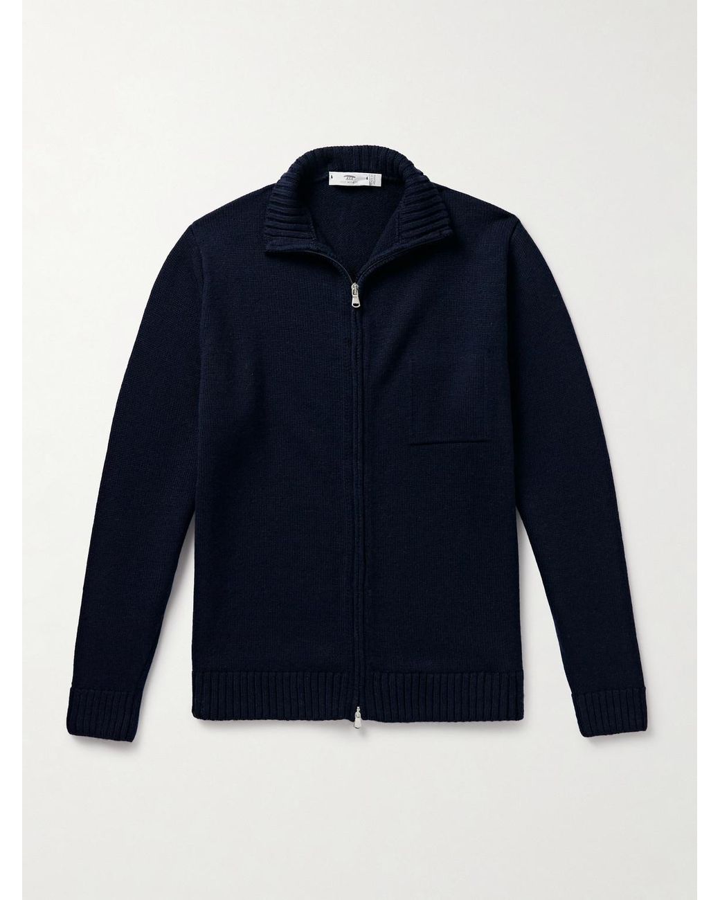 Inis Meáin Blue Wool And Linen-blend Zip-up Cardigan for men