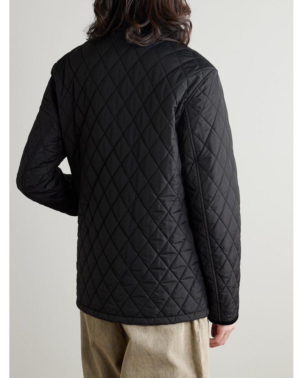 Burberry Black Corduroy-trimmed Quilted Nylon Barn Jacket for men
