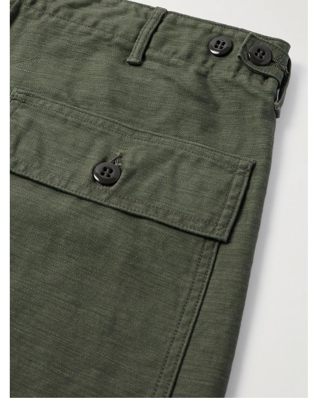 Orslow Green Slim-Fit Straight-Leg Cotton Cargo Shorts for men