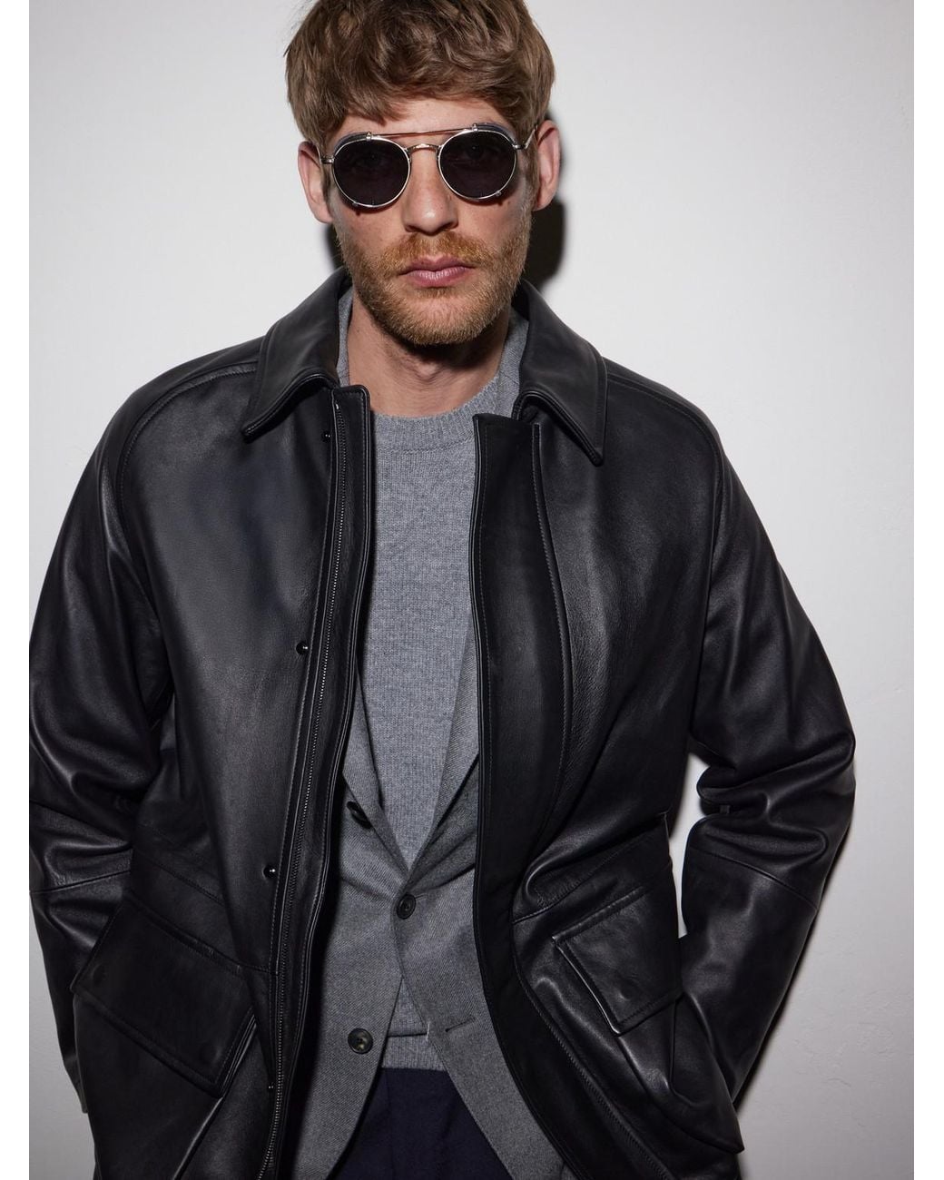 Garrett Leight Blue Ocampo Double-Bridge Round-Frame-Tone Metal Sunglasses for men