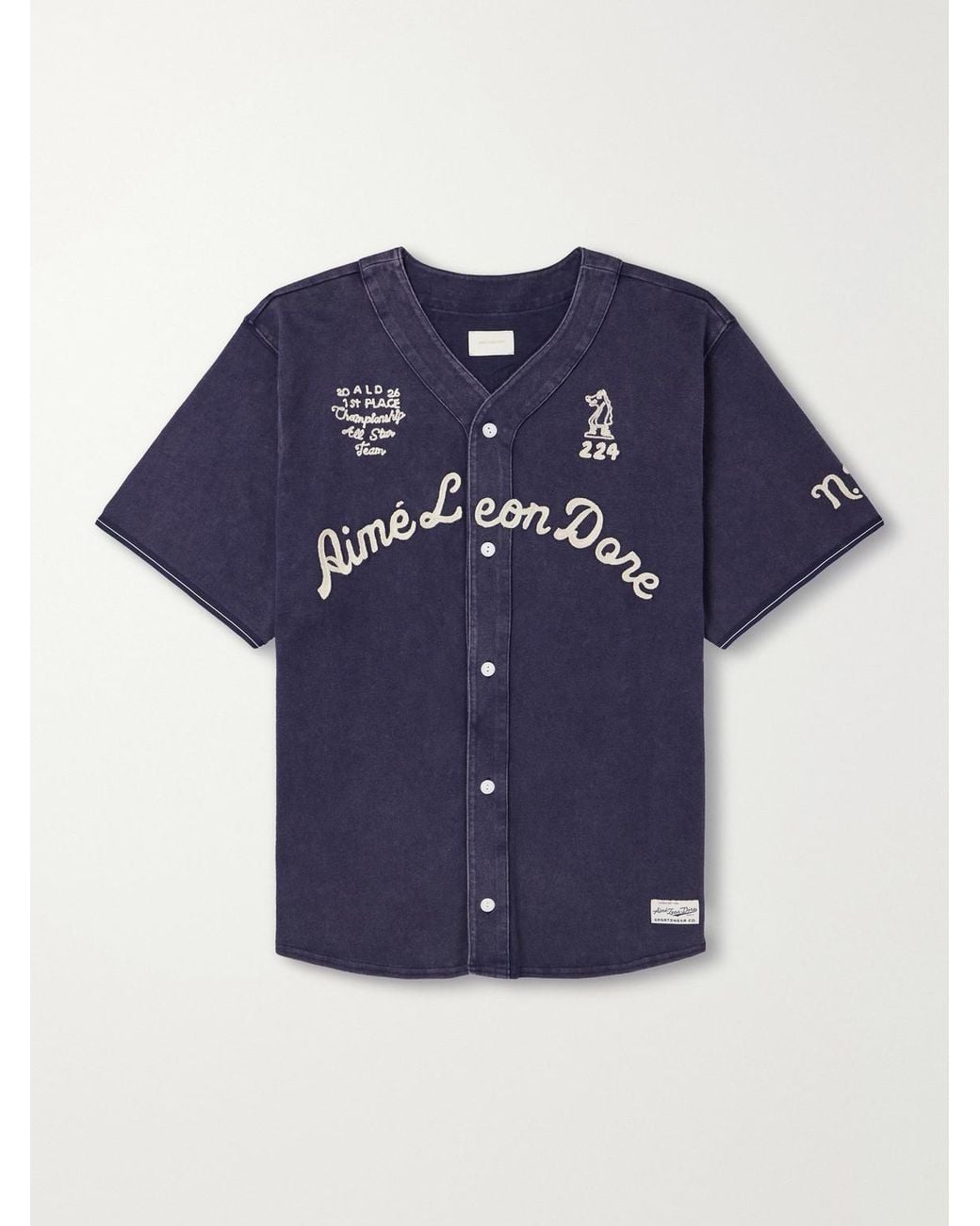 Aimé Leon Dore Blue Logo-Embroidered Cotton Shirt for men