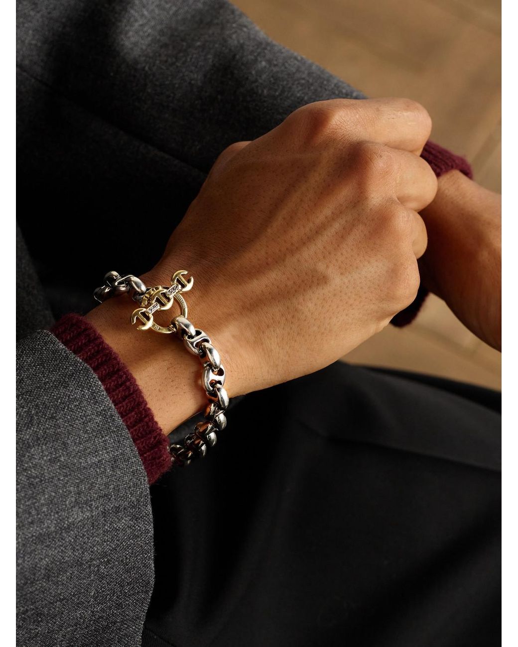 Hoorsenbuhs Black Open-linktm Sterling Silver Diamond Chain Bracelet for men