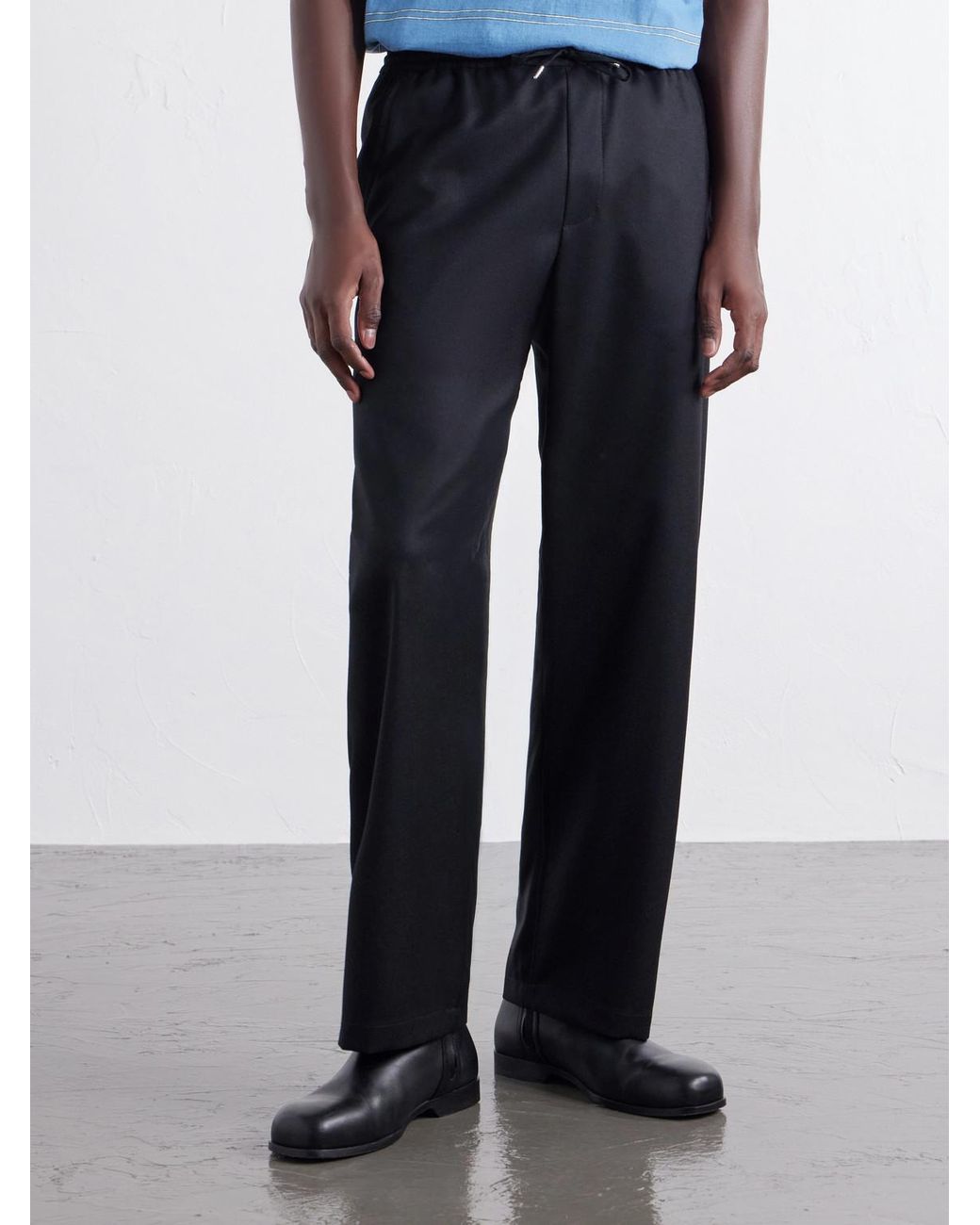 A Kind Of Guise Blue Samurai Straight-Leg Virgin Wool Trousers for men