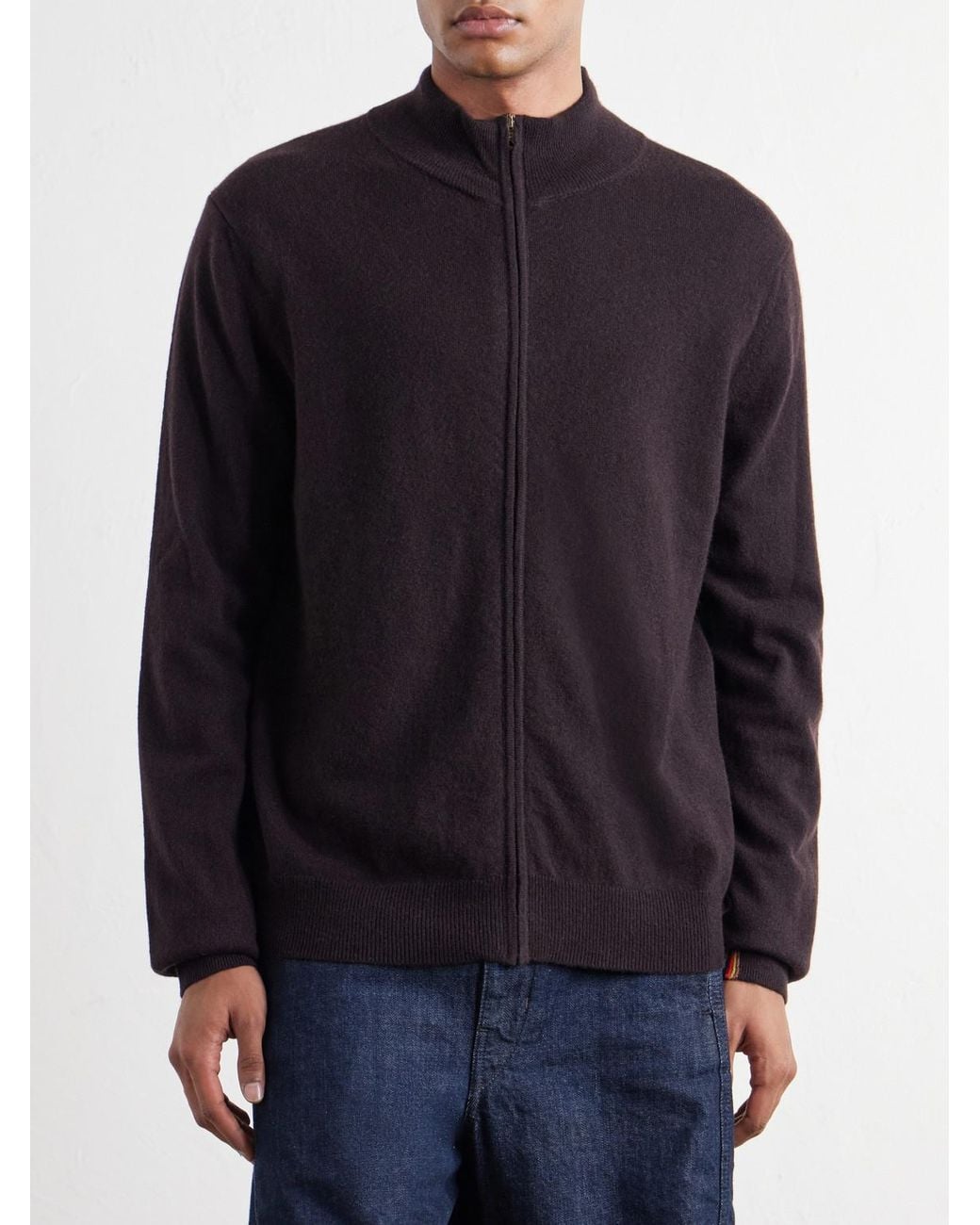 Paul Smith Blue Cashmere Zip-Up Cardigan for men