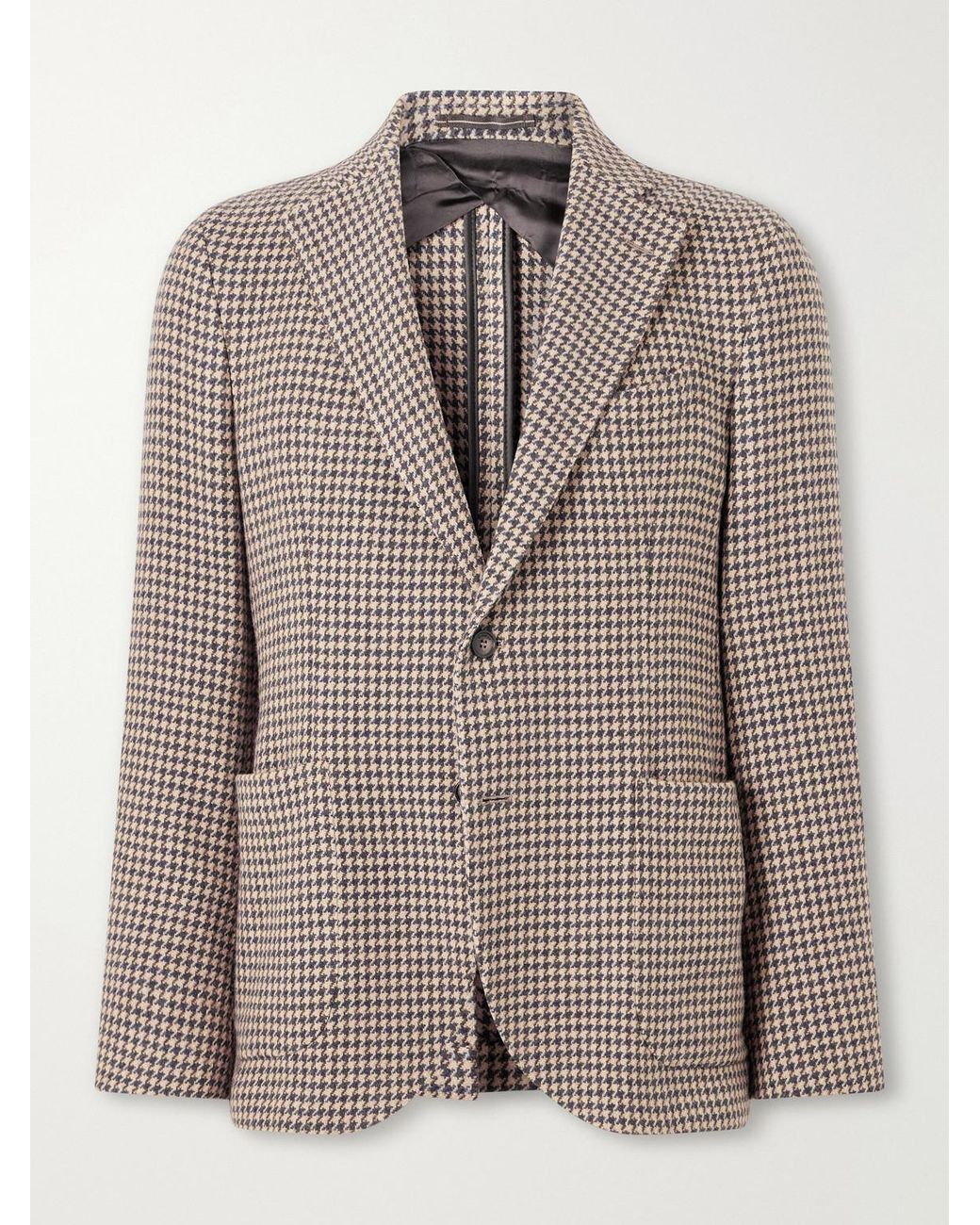 Slowear Brown Incotex Houndstooth Virgin Wool Blazer for men