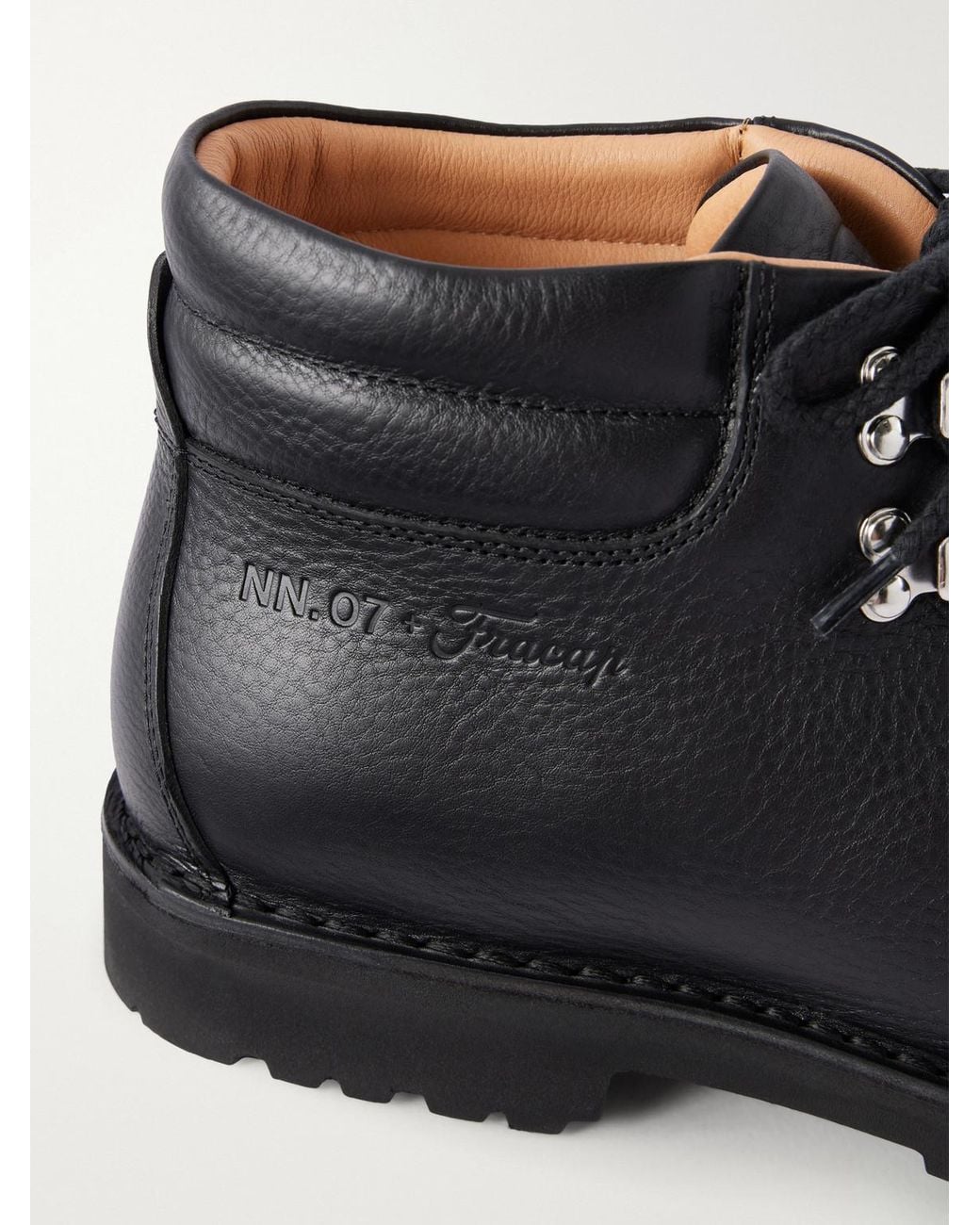 NN07 Black Fracap M127 Textured Leather Hiking Boots for men