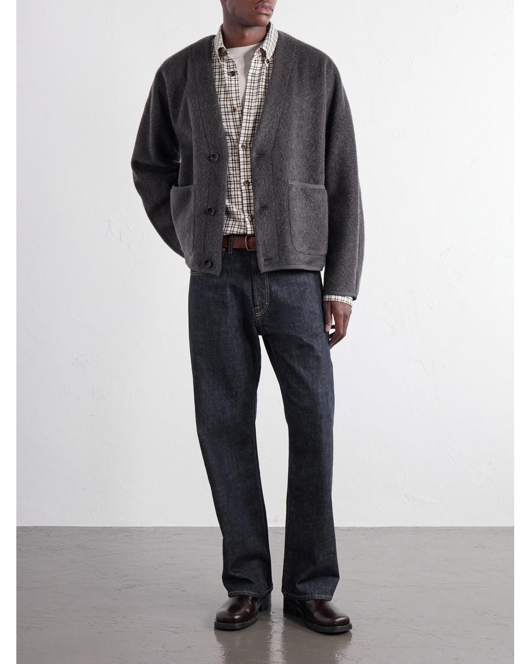 A Kind Of Guise Gray Kaan Brushed Wool-Blend Cardigan for men