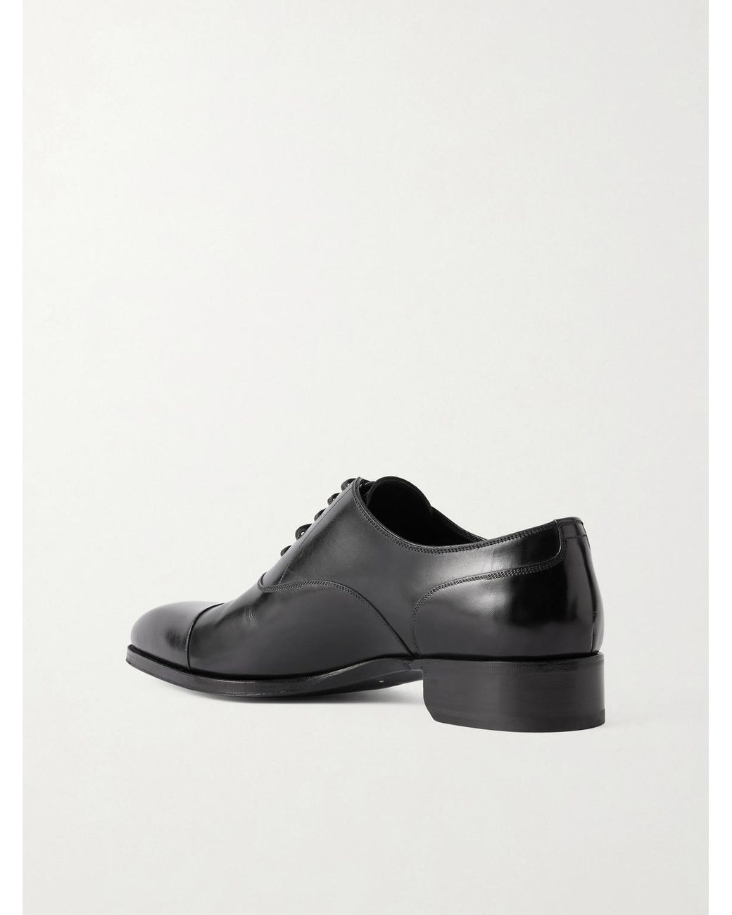 Tom Ford Black Elkan Burnished-Leather Oxford Shoes for men