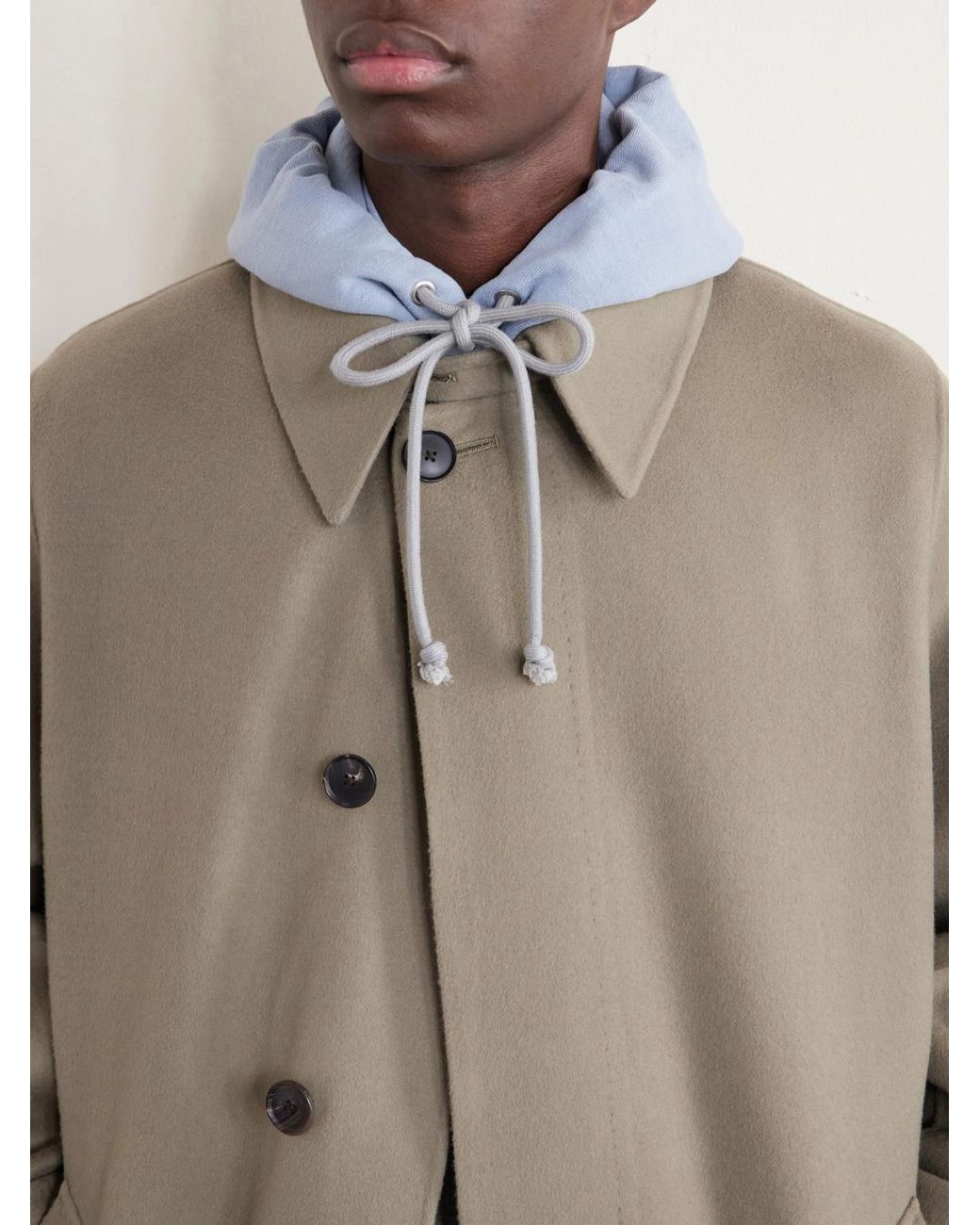 Auralee Gray Two-Tone Cotton-Jersey Hoodie for men
