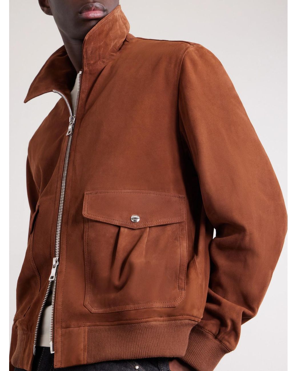 Mr P. Brown Suede Blouson Jacket for men