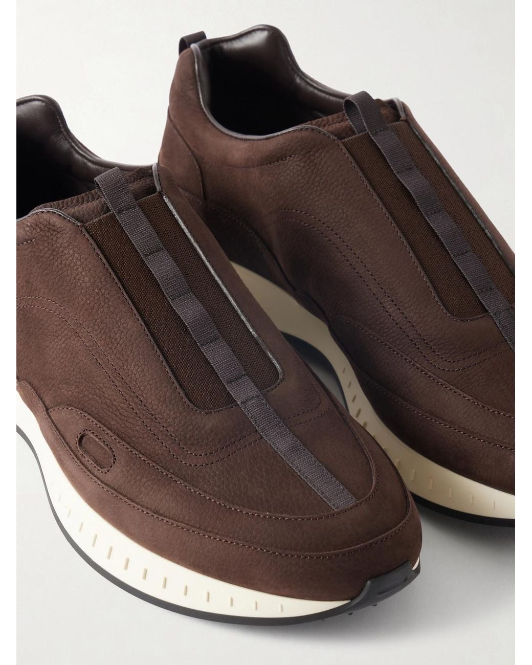 John Lobb Brown Elastic Stream Nubuck Sneakers for men