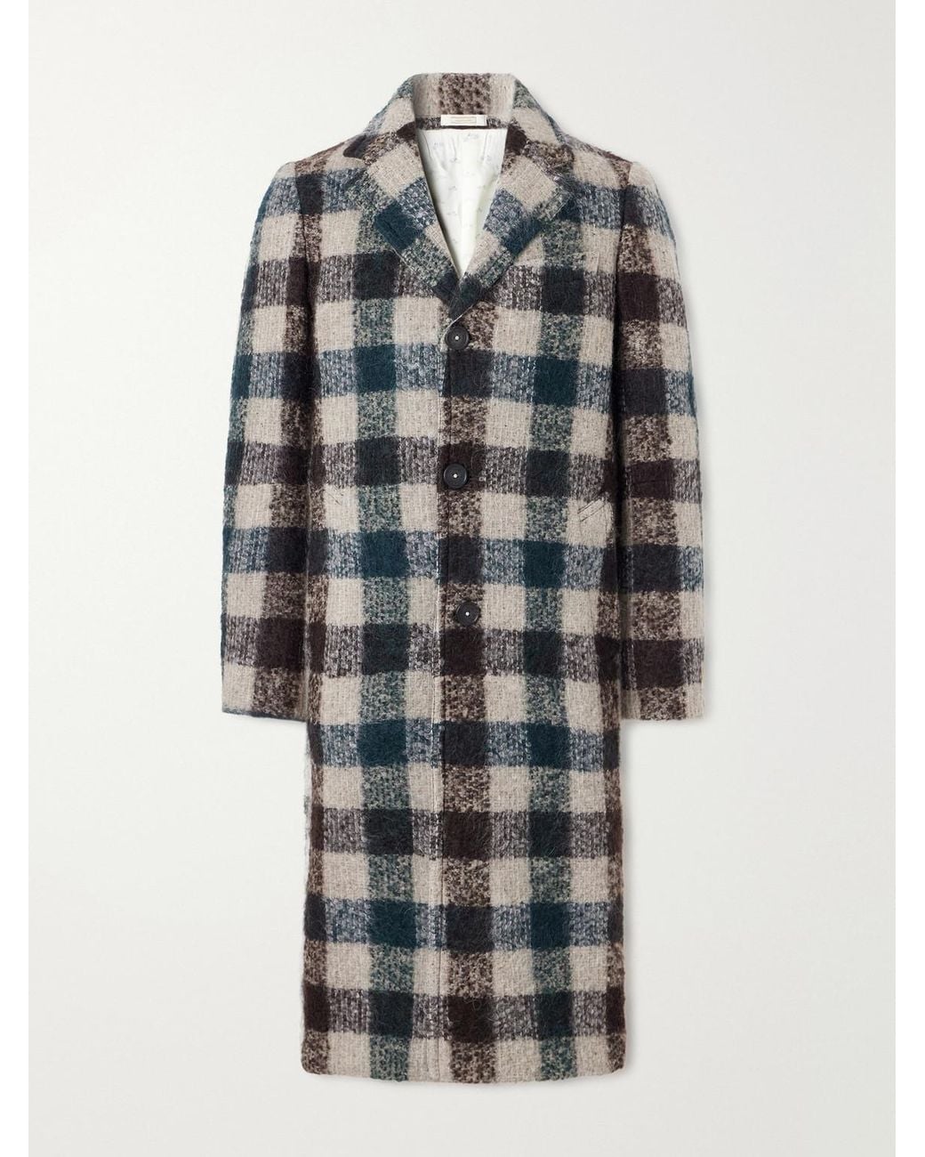 Massimo Alba Multicolor Mercury Checked Brushed Wool-Blend Bouclé Coat for men