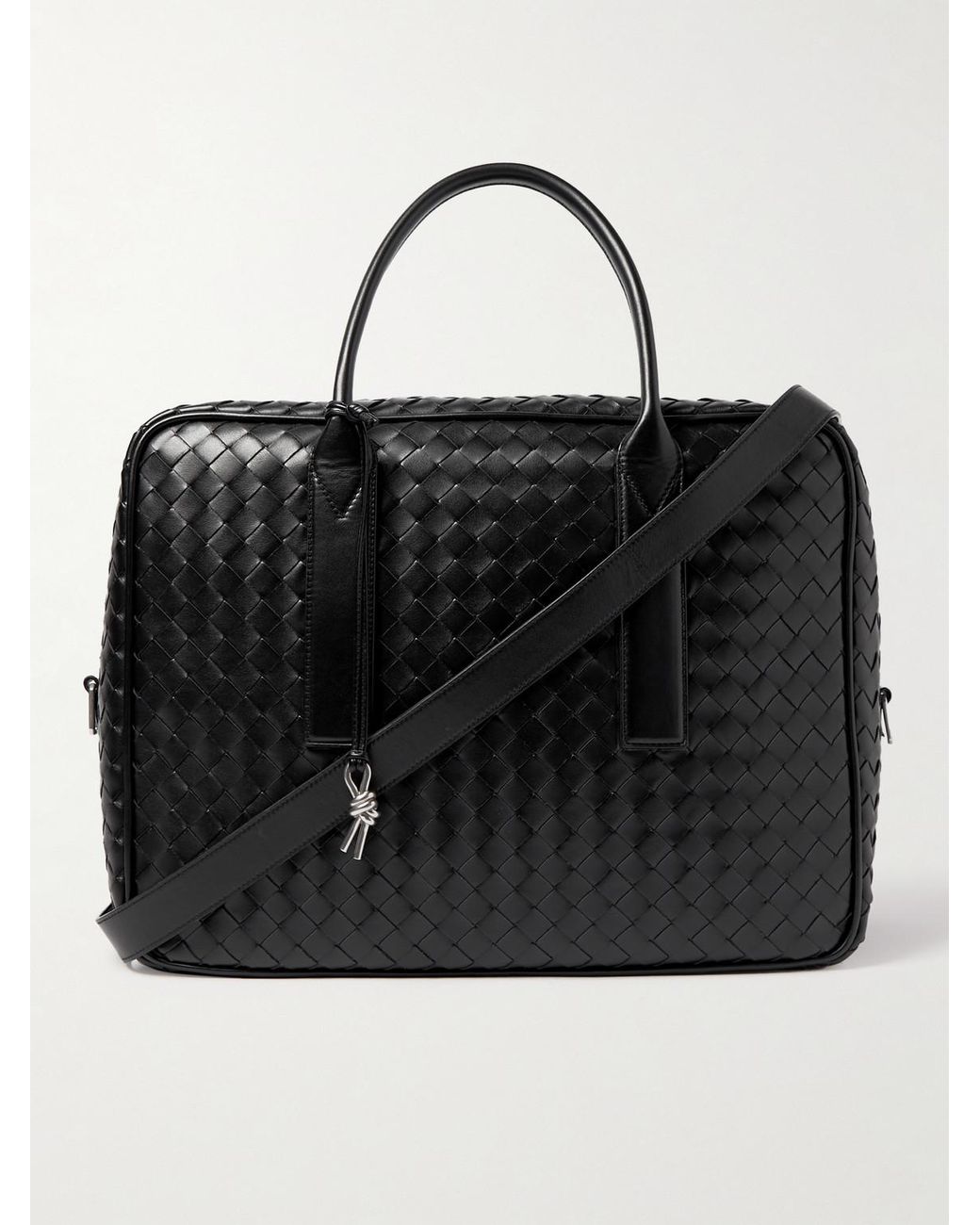 Bottega Veneta Black Intrecciato Leather Briefcase for men