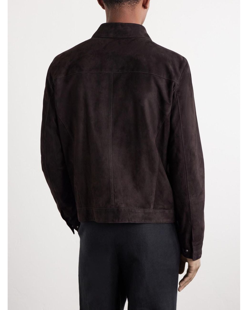 Thom Sweeney Black Suede Bomber Jacket for men
