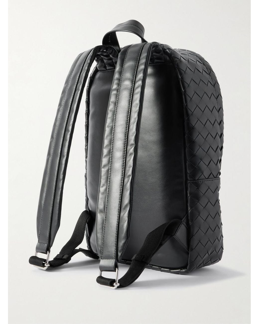 Bottega Veneta Black Intrecciato Leather Backpack for men