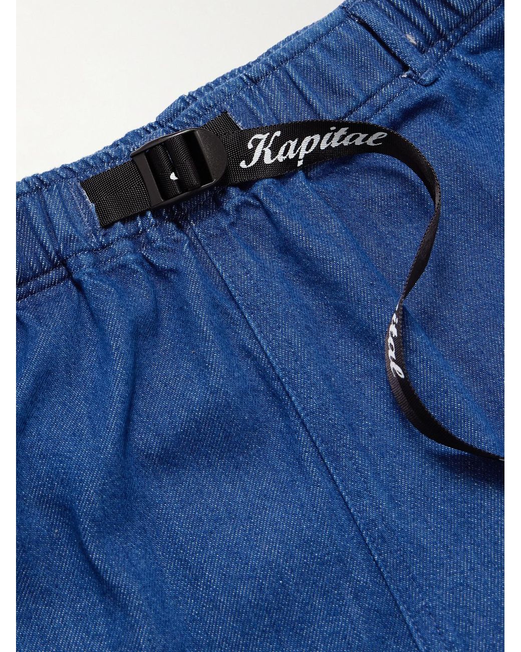 Kapital Blue Easy Wide-Leg Belted Denim Shorts for men