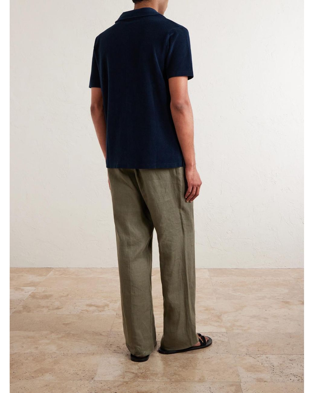 Altea Blue Harvey Camp-Collar Cotton-Terry Shirt for men