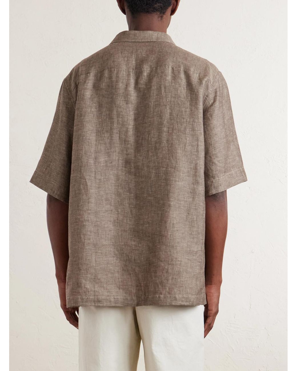 Loro Piana Gray Federico Camp-collar Linen Shirt for men