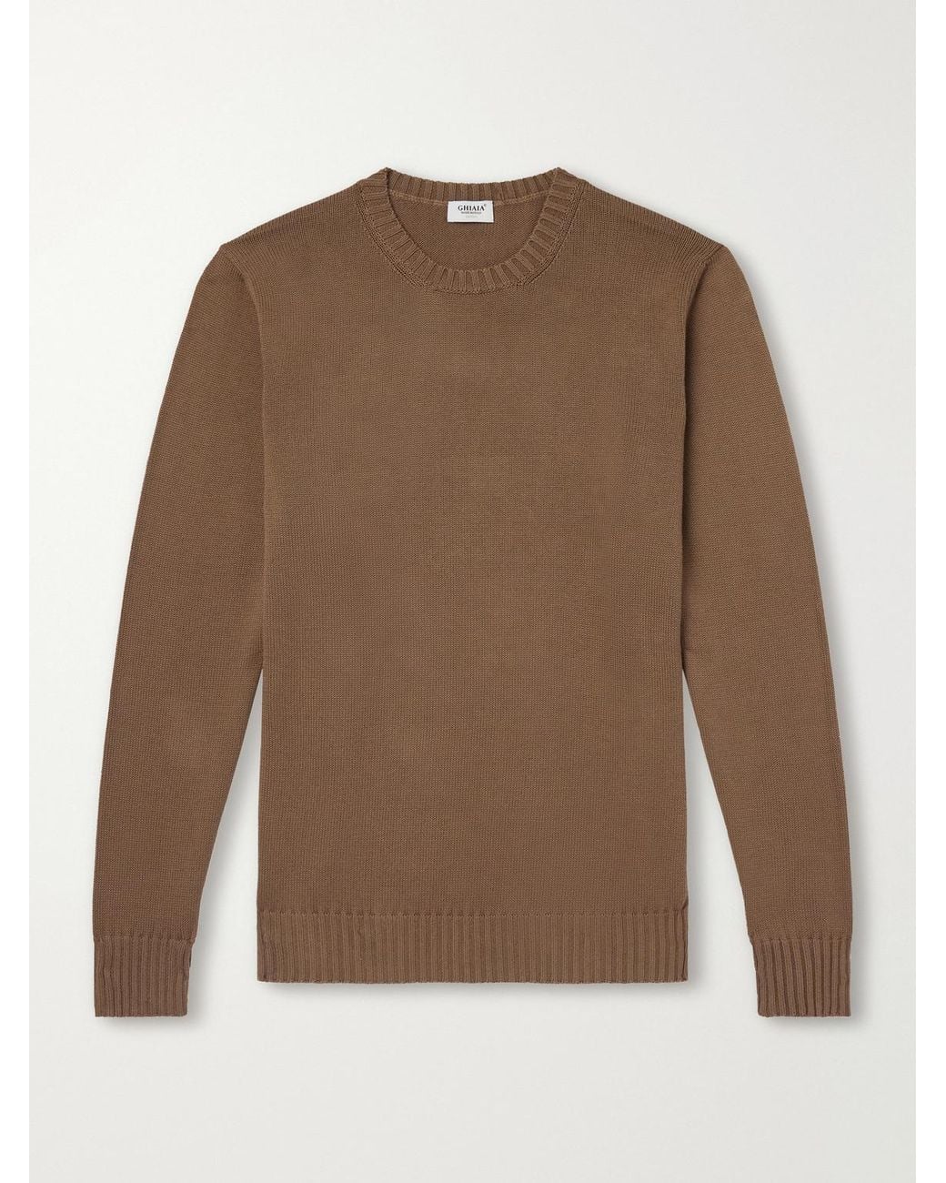Ghiaia Brown Cotton Sweater for men